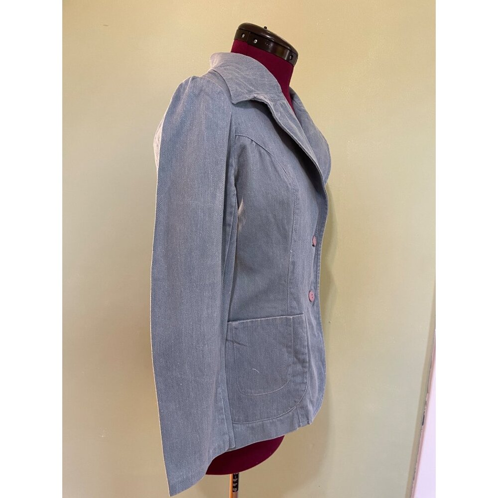 Vintage 1970s Womens Light Blue Denim Blazer Jacket Size S - Picture 13 of 16